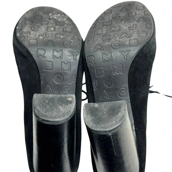 Marc Jacobs black suede heeled lace up booties boots womens size 39 US size 8 - Picture 10 of 12